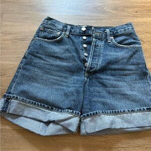 Agolde Blue Jean Shorts Classic Cut-Off Style